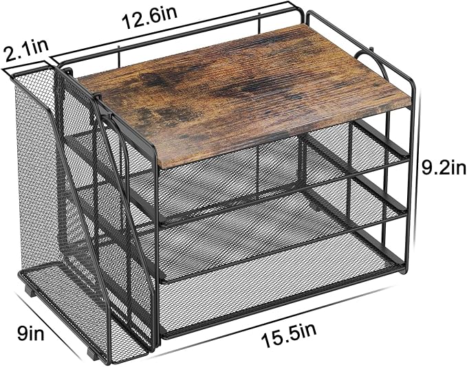 Spacrea Desk Organizers and Accessories, Paper Organizer for Desk with File organizer, Desk Accessories & Workspace Organizers for Catalog & Reference Racks (Wood) - Image 5