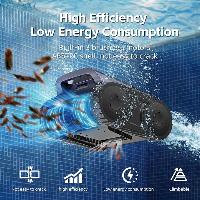 Pool Vacuum for Inground Pool, Cordless Pool Cleaner Robot with Smart Navigation, Self-Parking, LED Indicator, Wall&Waterline Above Ground Pool Vacuum Cleaning up to 2150 Sq.ft - Image 5