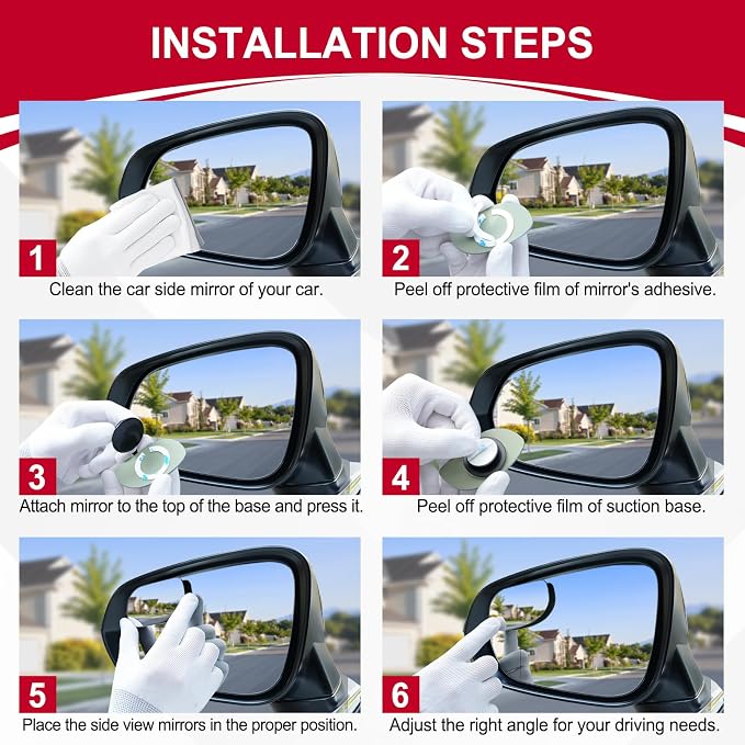 LivTee Blind Spot Mirrors, HD Glass Frameless Convex Rear View Mirrors, Wide Angle Adjustable Stick for Side Mirror, Automotive Exterior Accessories for Car, SUV & Trucks, Pack of 2 - Image 4