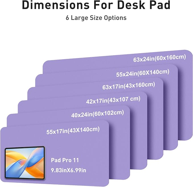 Aothia Faux Leather Desk Mat Mouse Pad, 42" x 17", Light Purple - Image 5