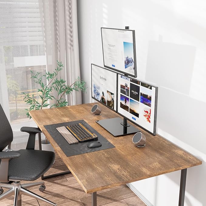 WALI Triple Monitor Stand, Height Adjustable Free-Standing Monitor Desk Mount, fits 3 Computer Screens up to 27 Inch, Holds up to 22lbs per Arm (GMF003) - Image 5