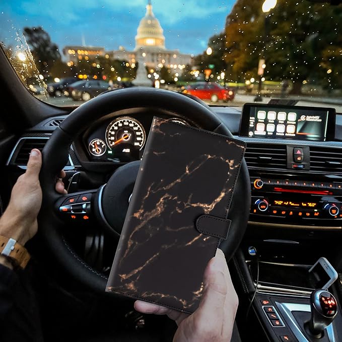 TOURSUIT Car Registration and Insurance Card Holder, Marble Black | Vehicle License Document Organizer, Glove Box Compartment, Interior Car Accessories, For Women Men - Image 6