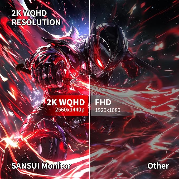 SANSUI 27 Inch WQHD 2560X1440 Curved Gaming Monitor, 180Hz MPRT 1ms Computer Monitor,HDMI2.0 * 2, DP1.2 * 2, Freesync, Curved 1500R, 5000:1 Contrast Ratio, 120% sRGB,HDR(ES-G27C1Q DP Cable Included) - Image 3
