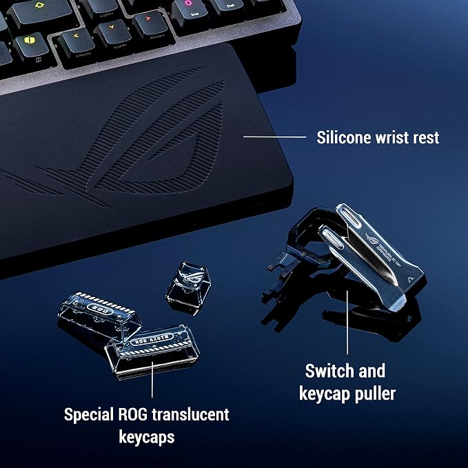 ASUS ROG Azoth 96 HE Wireless Hall Effect Gaming Keyboard – 96% Full-Size, Tri-Mode, Hot Swappable Magnetic Switch, Rapid Trigger, Speed Tap, 8K Hz Polling, Color OLED Screen, ABS Keycaps – White - Image 7