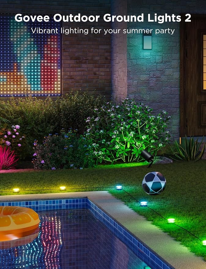 Govee Outdoor Ground Lights 2, 50ft Patio Decorations, 15 Pack | RGBIC Pathway Lights With 100LM Warm White, IP67 Waterproof, 63 Scene Modes, Works With Alexa, Google Assistant - Image 2