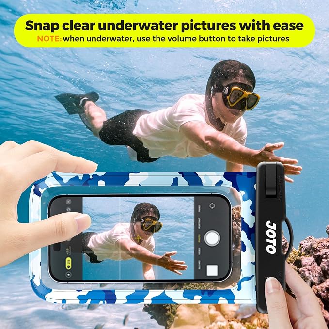 JOTO Up to 7" Universal Waterproof Phone Case for iPhone 17 Air 16 15 14 13 12 11 Plus Pro Max, IPX8 Cellphone Dry Bag XR X SE, Galaxy S23 S22 S21 S20+ S20 S10 Plus Note, Pixel -CamoBlue - Image 3