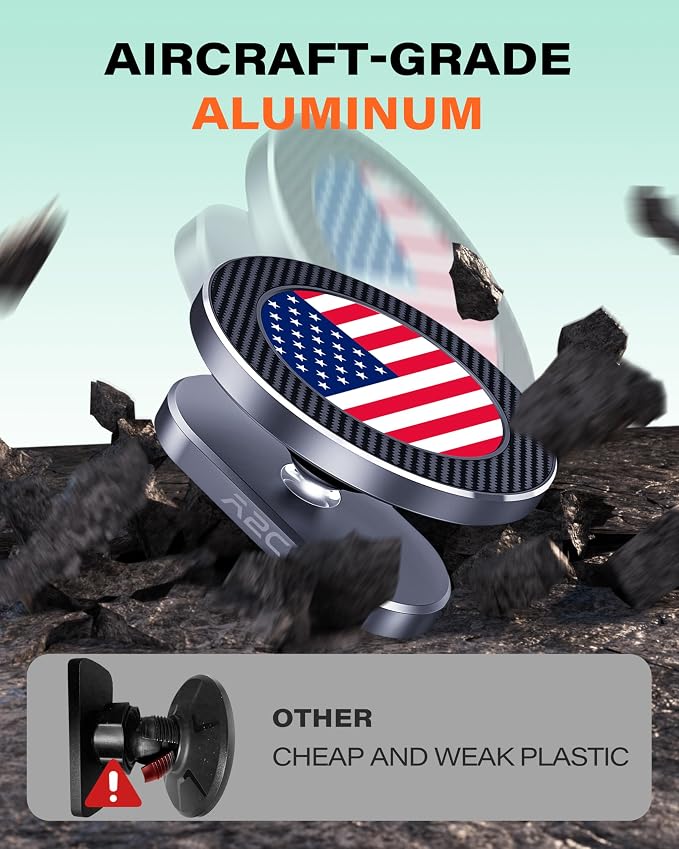 A2C American Flag Alloy Magnetic Golf Cart Phone Holder Golf Accessories | 4th of July Golf Cart Decorations fits EZGO Club Car Yamaha, 250 Anniversary USA Patriotic Golf Gifts for Men Women Essential - Image 4