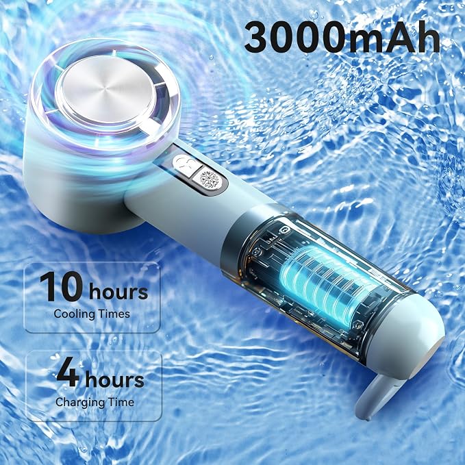 Handheld Cooling Fan, 5 Speeds Portable Air Conditioner Fans, Rechargeable Mini Fan with USB for Women Men Travel/Camping/Outdoor for Travel Outdoor/Disney/Concerts/Gifts for Women & Men (BLUE) - Image 6