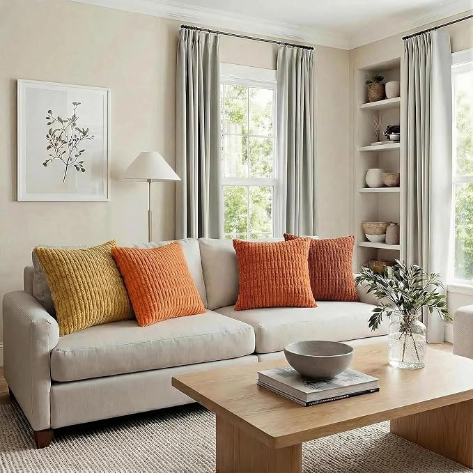 Fancy Homi 4 Packs Decorative Throw Pillow Covers for Living Room Couch Bed, Modern Farmhouse Boho Home Décor Accent Cushion Case, 18" x 18", Burnt Orange Series - Image 6