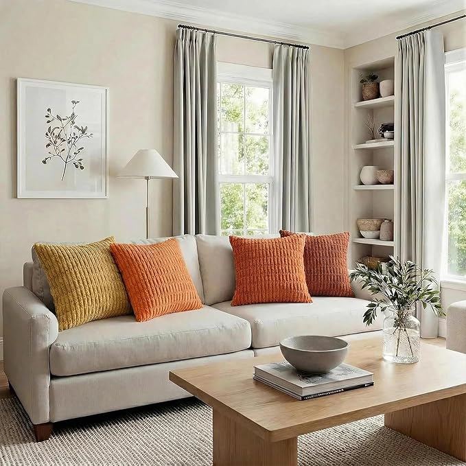 Fancy Homi 4 Packs Decorative Throw Pillow Covers for Living Room Couch Bed, Modern Farmhouse Boho Home Décor Accent Cushion Case, 26" x 26", Burnt Orange Series - Image 6