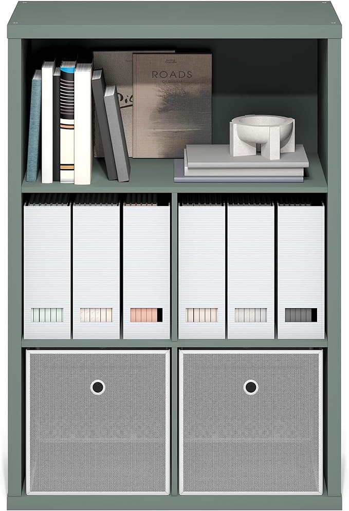 Furinno Cubicle Book Shelf, 5-Cube Bookshelf, Extra Thick Frame Cube Storage Organizer Bookcase with Closed Back, 15.3 x 29.9 x 43.3, for Living Room, Bedroom, Home Office, Sage Green - Image 6