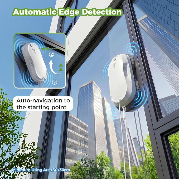 KKI Window Cleaning Robot,Upgraded Window Cleaner Robot, Auto-Dual Spray, Max 3200pa,3 Cleaning Modes & Edge Detection, Remote Control for High-Rise Windows, Glass Door,5Sets Cloths | Automatic,Dual Ultrasonic Spray, Max 3200pa, 3 Cleaning Modes & Edge... - Image 6