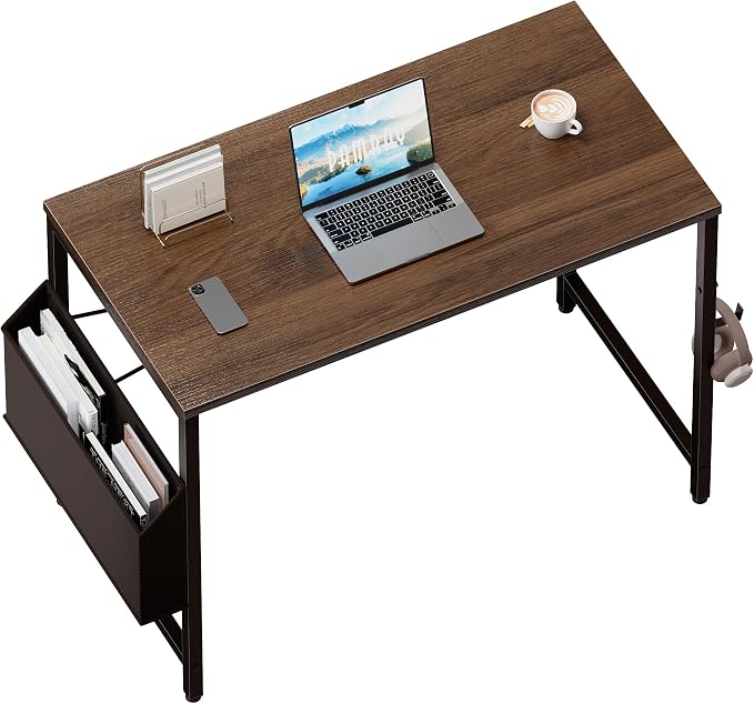 Pamray 32 Inch Computer Desk for Small Spaces with Storage Bag, Home Office Work Desk with Headphone Hook, Small Office Desk Study Writing Table by PAMRAY