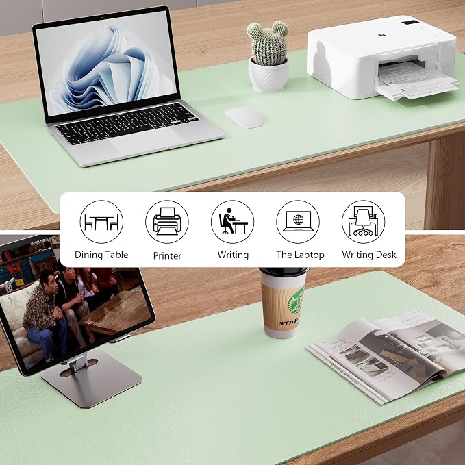 Aothia Large PU Leather Desk Pad Protector – Non-Slip Mouse Pad & Writing Mat for Office/Home, Waterproof, Easy to Clean (31.5" x 15.7", Aqua) - Image 5
