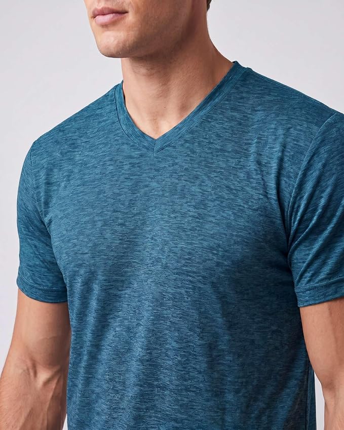 5 Pack Men's Dry Fit V Neck Gym Workout T Shirts Athletic Moisture Wicking | Cooling, Quick Dry, Breathable, Short Sleeve, Exercise, Cycling, Sports, Outdoor, Fitness, Golf, Crossfit, Hiking, Tennis - Image 3