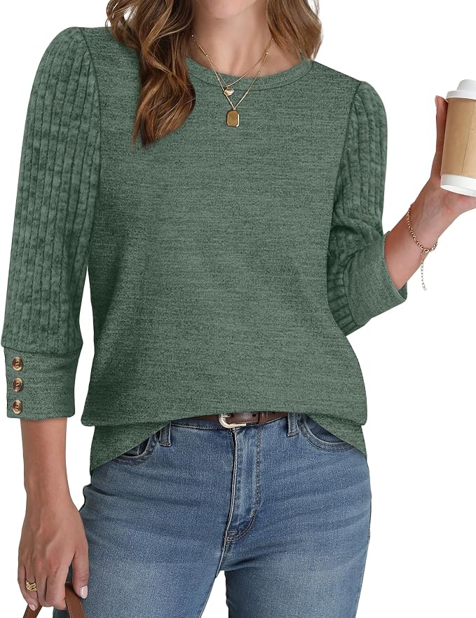 WIHOLL 3/4 Length Sleeve Womens Tops Sweaters Shirts Lightweight Spring Outfits 2026 Winter Clothing S-2XL - Image 2