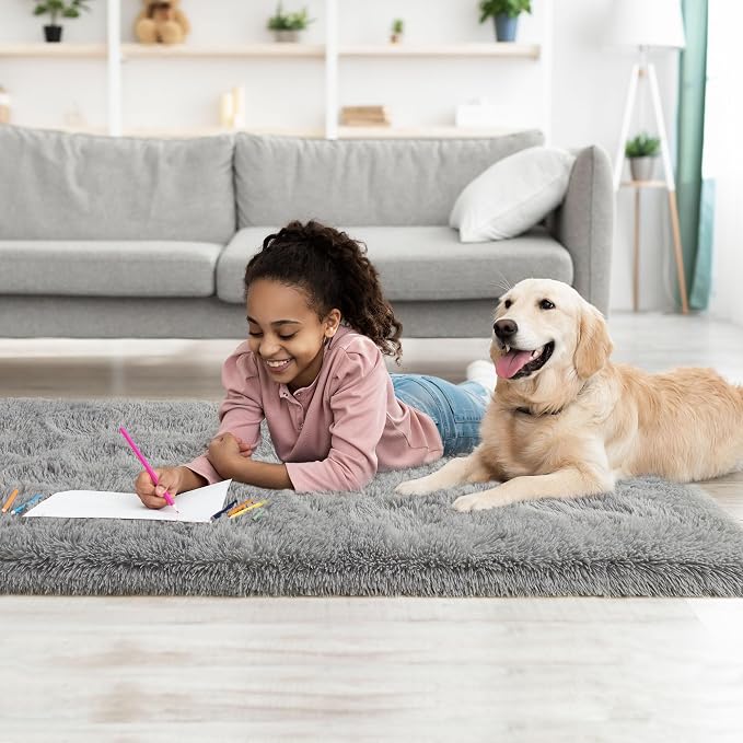 Tepook Soft Runner Rugs for Bedroom 2x6 ft with Rubber Backing, Grey Fluffy Rugs for Living Room, Shag Bedside Rug Fuzzy Plush Carpet for Room, Area Rug for Dorm Nursery Hallway Indoor Home Decor - Image 8