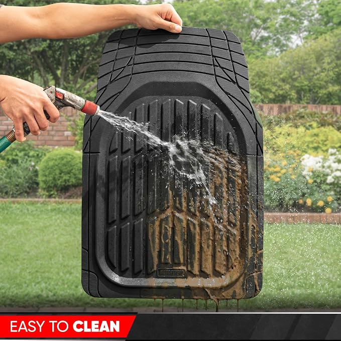 Motor Trend FlexTough LITE Rubber Car Mats Full Set - All Weather Floor Mats for Cars & SUVs - Automotive Waterproof Black Car Floor Mats for Cars Interior Accessories Universal Trim-to-Fit - Image 9