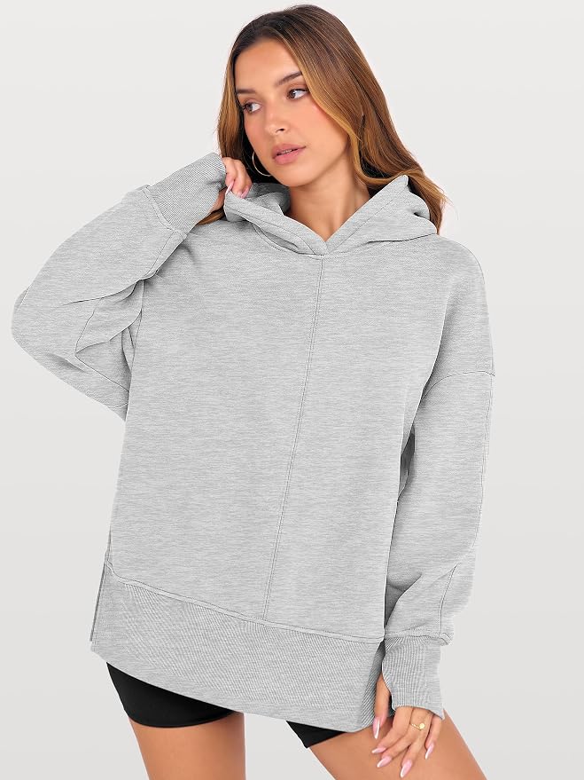 ANRABESS Womens Oversized Hoodies Long Sleeve Fleece Side Slit Hooded Sweatshirts Pullover 2026 Fall Outfits Y2K Clothes - Image 4