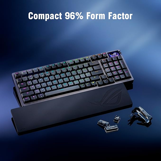 ASUS ROG Azoth 96 HE Wireless Hall Effect Gaming Keyboard – 96% Full-Size, Tri-Mode, Hot Swappable Magnetic Switch, Rapid Trigger, Speed Tap, 8K Hz Polling, Color OLED Screen, ABS Keycaps – Black - Image 2