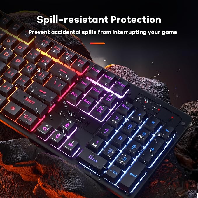 Redragon K521 Upgrade Rainbow LED Gaming Keyboard, 104 Keys Wired Mechanical Feeling Keyboard with Multimedia Keys, One-Touch Backlit, Anti-Ghosting, Compatible with PC, Mac, PS4/5, Xbox - Image 6