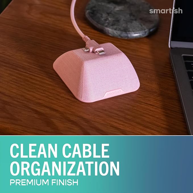 Smartish® Magnetic Cord Holder - Cable Wrangler Organizer with Magnet Clips for Charger Management on Desktop, Nightstand for USB-C + Lightning - I'm Blushing - Image 2