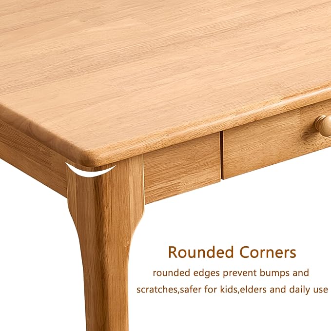 40" Solid Wood Desk with Drawers,Mid Century Modern Natural Real Wood Writing Desk,Home Bedroom Computer Office Workstation Desks,Small Spaces,Wood Color - Image 7
