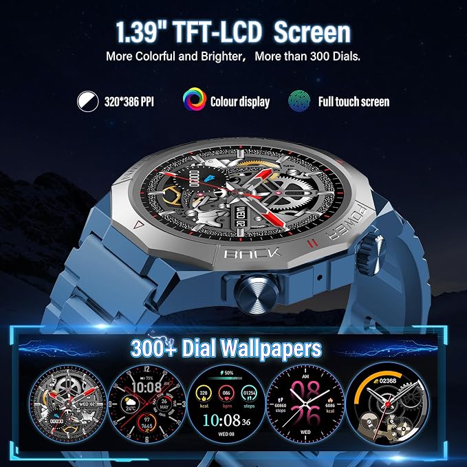 Smart Watch for Men (Answer/Make Calls), Rugged Men's Military Smartwatch, 1.39" HD Fitness Tracker with Heart Rate/Sleep/Step Monitor, 110+ Sport Modes, IP68 Waterproof Activity Tracker Android iOS - Image 3
