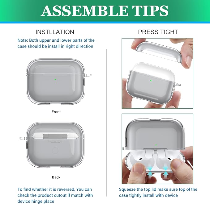for AirPods Pro 3 Clear Case 2025, Military-Grade Shockproof, Soft TPU Highly Transparent Anti-Yellowing for AirPods Pro 3 Case with Cleaning Kit & Cute Round Buckle, Clear Black - Image 4