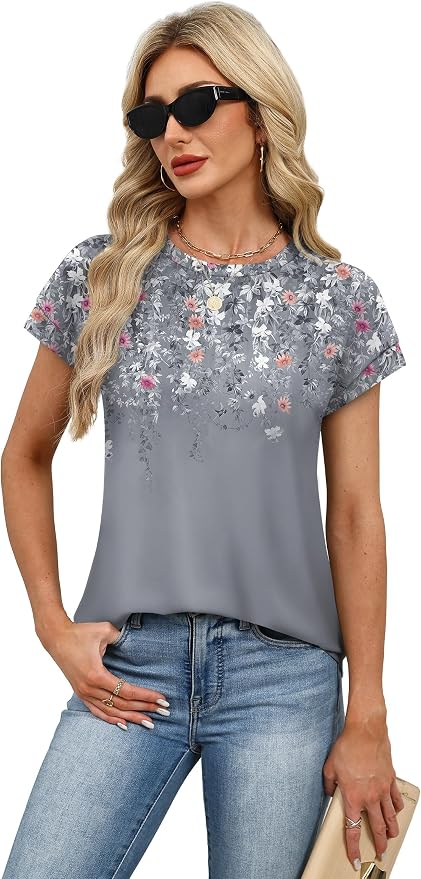 Alaroo Womens Summer Tops Short Sleeve Shirts Crew Neck Tshirt Cute Trendy Tunic Blouses (S-3XL) - Image 3