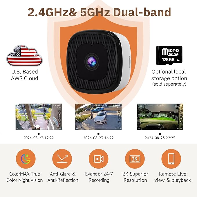 Girafit 2K Window Camera,2.4GHz & 5GHz WiFi Indoor Cameras for Home Security with ChroMax Al Color Night Vision,Person & Motion Detection,Easy & Quick Install(4 Pack) - Image 6
