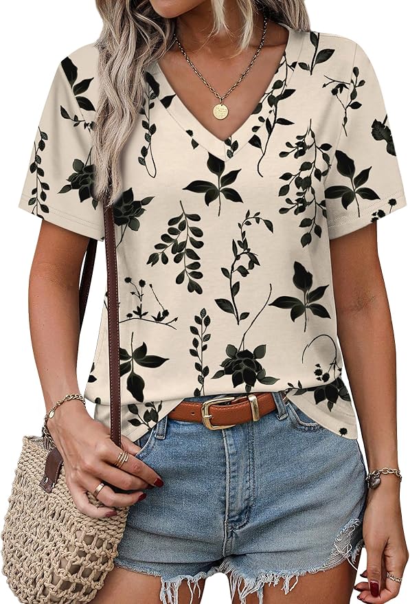 Alaroo Womens Summer Tops 2026 V Neck Short Sleeve Shirts Trendy Dressy Casual Vacation Outfits Printed - Image 3