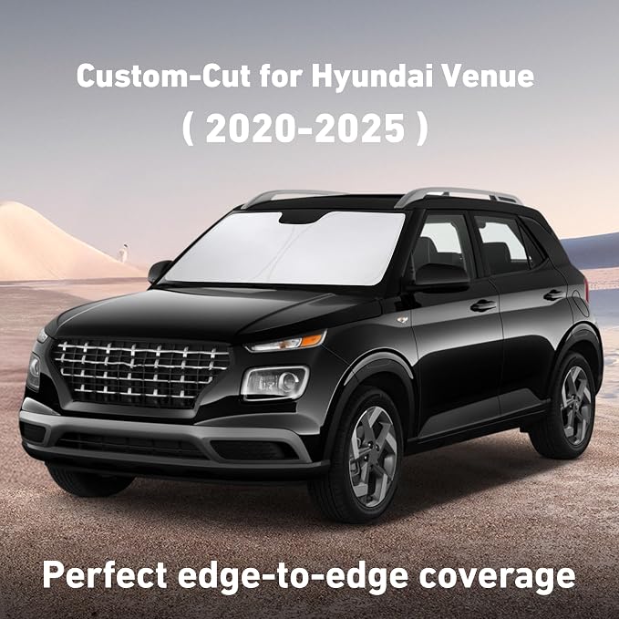 EcoNour Windshield Sunshade Compatible for Hyundai Venue 2020-2023 2024 2025, Sun Visor for Front Windshield & Window Sun Shade Cover, UV Heat Blocker & Protector, Car Accessories - Image 2