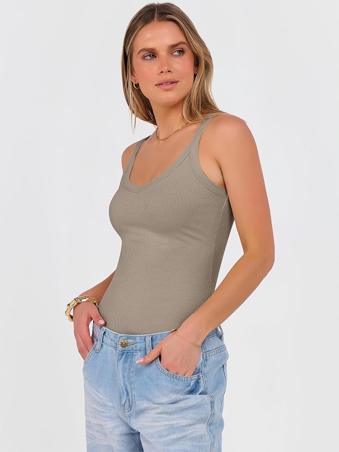 ANRABESS V Neck Tank Tops for Women Ribbed Knit Camisole 2026 Summer Casual Sleeveless Slim Fitted Basic Cami Shirts Clothes - Image 4
