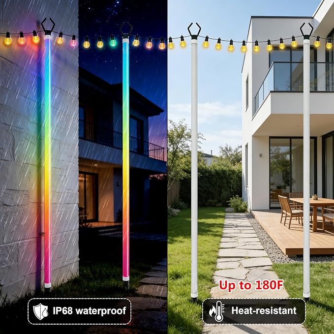 AILBTON 2-Pack 6.6FT RGB+IC Neon Ambient Light for Poles,Outdoor Clip-on Chasing Effect Lighting, Waterproof Neon Atmosphere Lights for Patio Outdoor Living Camping Party - Image 5