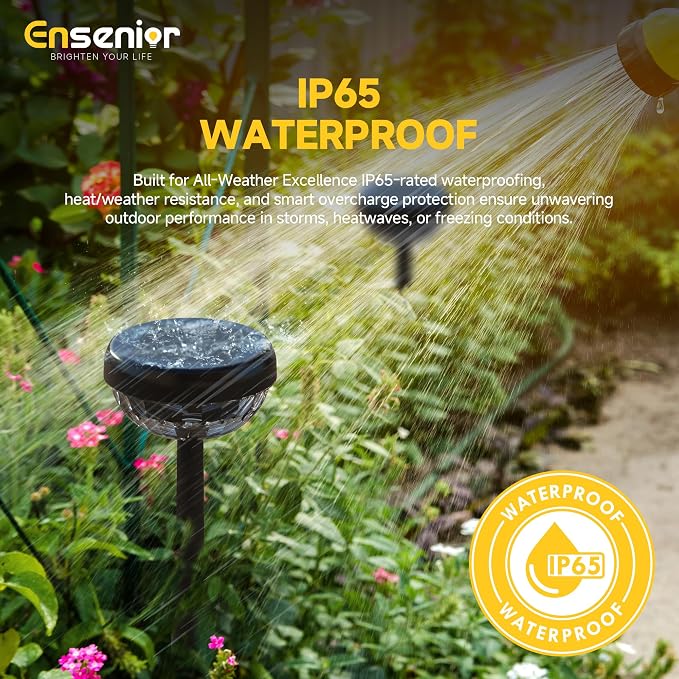 Ensenior Solar Pathway Lights IP65 Waterproof, RGB Color Changing & 6500K Cool White, 8-16Hr Runtime, Flower Pattern Garden Lights for Walkway Porch Yard - 8 Pack - Image 7