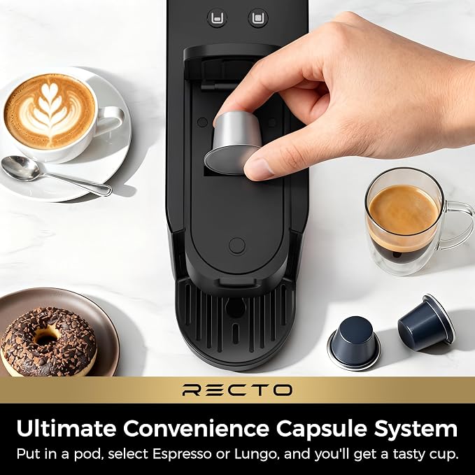CHULUX RectoCafé Espresso Coffee Machine for Nespresso Original Capsule Pod | Extra Mini Design, 20 Bar Professional Italian Pump, Food-Grade Materials, Quiet with Low-Vibration Brewing for Home & Office - Image 3