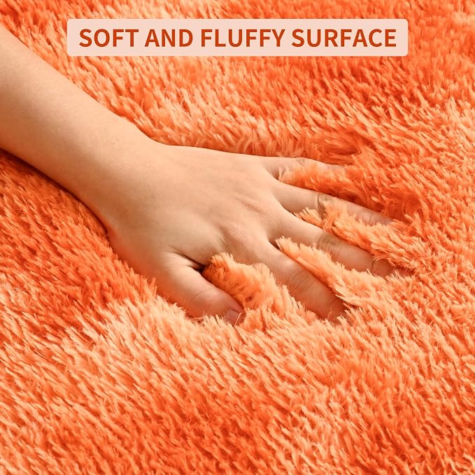 Tepook Orange Area Rugs for Living Room Bedroom, 5x8 Fluffy Shaggy Fuzzy Rug for Kids Room, Large Plush Shag Carpet for Nursery Dorm Classroom Playroom Home Decor Aesthetic - Image 7