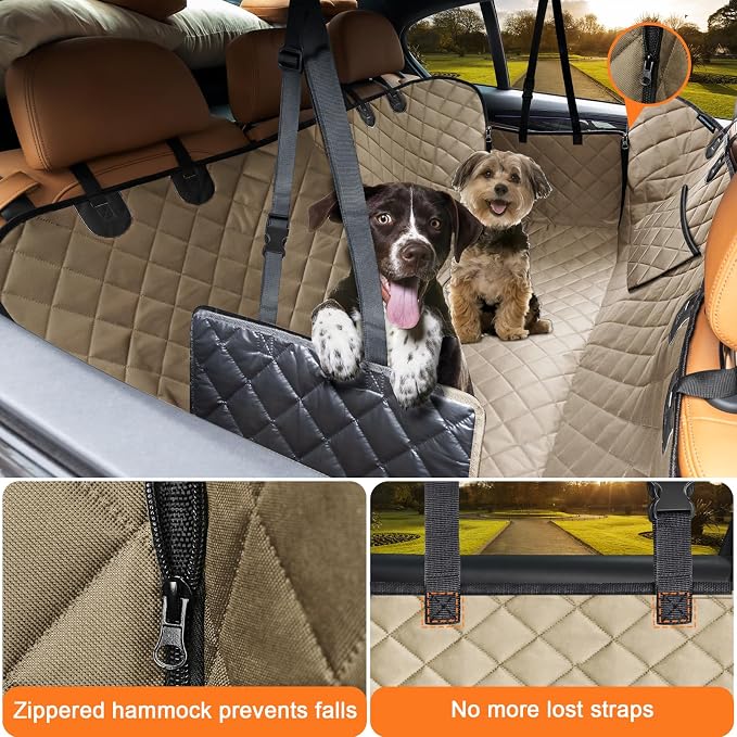 URPOWER Dog Car Seat Cover for Pets 100% Waterproof Seat Cover Hammock 600D Heavy Duty Scratch Proof Nonslip Durable Soft Back Seat Covers for Full Size Trucks - Image 2