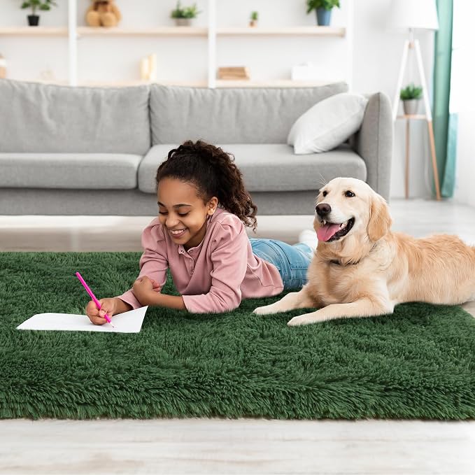 Tepook Soft Runner Rugs for Bedroom 2x6 with Rubber Backing, Dark Green Fluffy Rugs for Hallway, Shag Bedside Rug Fuzzy Plush Carpet for Living Room Dorm Nursery Indoor Home Decor - Image 7
