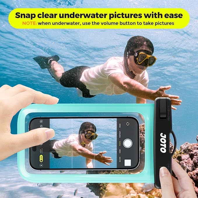 JOTO Up to 7" Universal Waterproof Phone Case for iPhone 17 Air 16 15 14 13 12 11 Plus Pro Max, IPX8 Cellphone Dry Bag XR X SE, Galaxy S23 S22 S21 S20+ S20 S10 Plus Note, Pixel -Green - Image 3