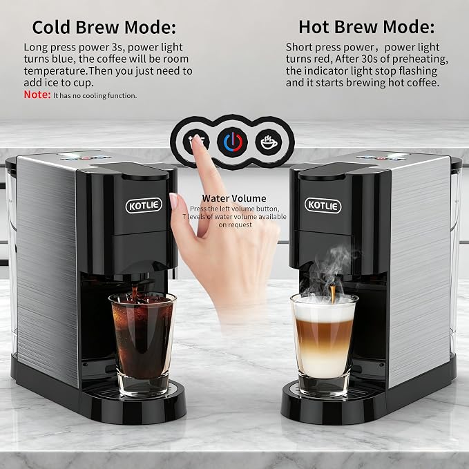 5 in 1 Single Serve Coffee Maker for K-Cup Pods, Nespresso Original, Dolce Gusto, ESE 44mm and Ground Coffee, 19 Bar Espresso Coffee Machine with Fast Brewing for Home Kitchen Office, Classic - Image 4
