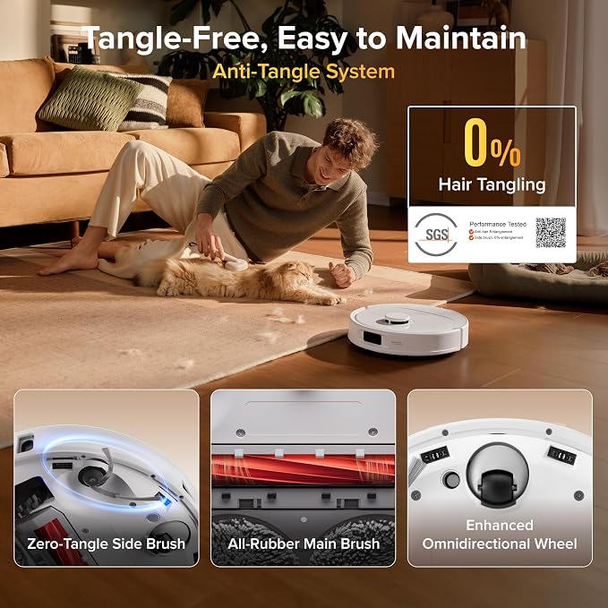 roborock 2026 New Qrevo S Pro Robot Vacuum and Mop, 18,500Pa Suction | Multifunctional Dock with 167℉ Mop Self-Cleaning, Smart Obstacle Avoidance, Anti-Tangle Brush, Liftable Spinning Mop, White - Image 4