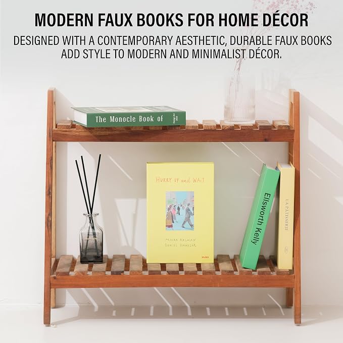 PROBENEX 4 Pcs Decorative Books | Faux Neutral Coffee Table & Shelf Decor | Warm Organic Look for Living Room, Office and Entryway - Not Real, Tool-Free 2-Min Setup - Image 7