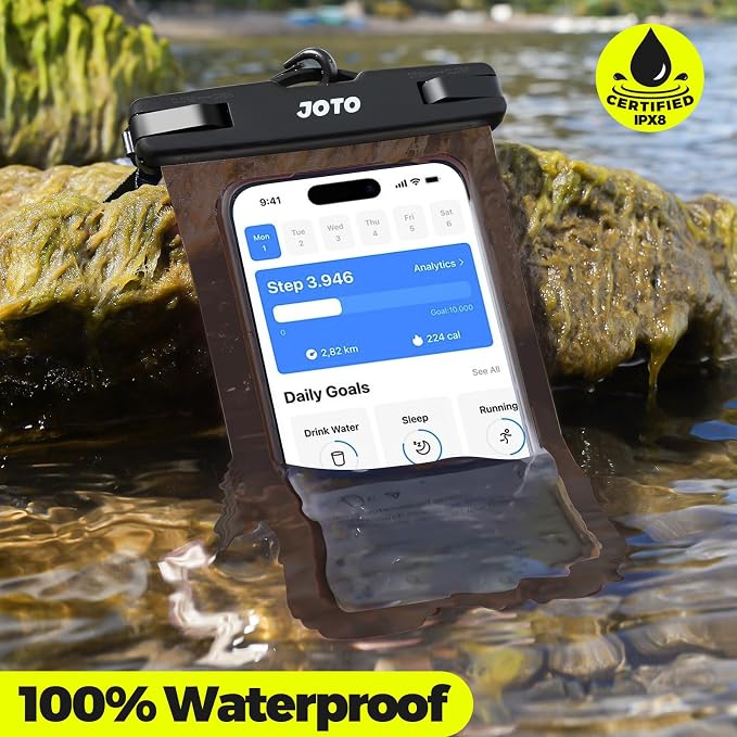 JOTO Up to 7" Universal Waterproof Phone Case for iPhone 17 Air 16 15 14 13 12 11 Plus Pro Max, IPX8 Cellphone Dry Bag XR X SE, Galaxy S23 S22 S21 S20+ S20 S10 Plus Note, Pixel -CrystalBlack - Image 2