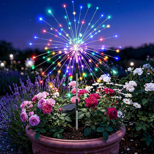 btfarm 1 Pack Solar Garden Lights Outdoor, 8 Modes Firework Lights Solar Powered, Waterproof Twinkle Fairy Light Outside for Yard Patio Pathway Pool Christmas Party Decorative, Multicolor by btfarmdecorativelighting