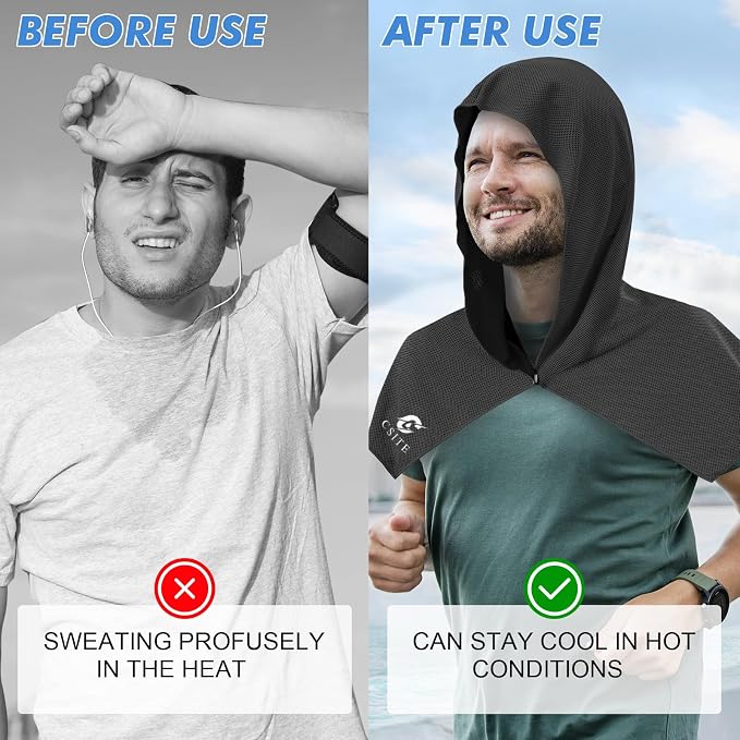 CSITE 4 Pack Cooling Hoodie Towels for Neck and Face, UPF 50 Sun Protection & Instant Cooling, Ice Towels for Hot Weather, Soft Breathable Towel for Sport, Work Out, Gym, Camping & More Activities - Image 4