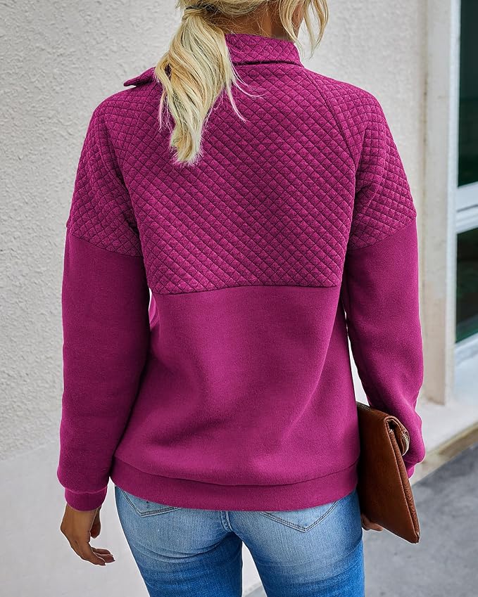 BTFBM Women Fashion Quilted Pattern Lightweight Zipper Long Sleeve Plain Casual Ladies Sweatshirts Pullovers Shirts Tops - Image 3