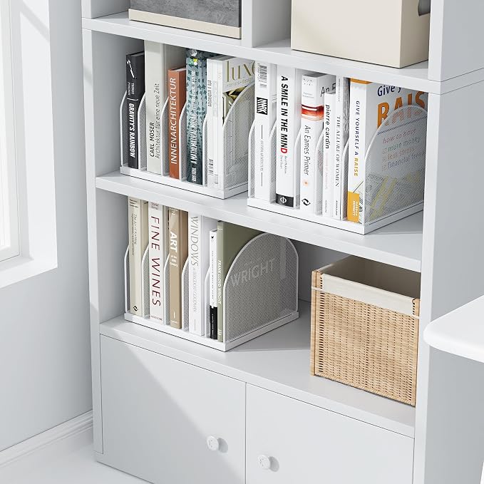 gianotter Desktop File Organizer with 5 Compartments | Desk Organizer Paper Organizer for Desk Workspace Organizers for Office Supplies (White, Upright Style) - Image 4