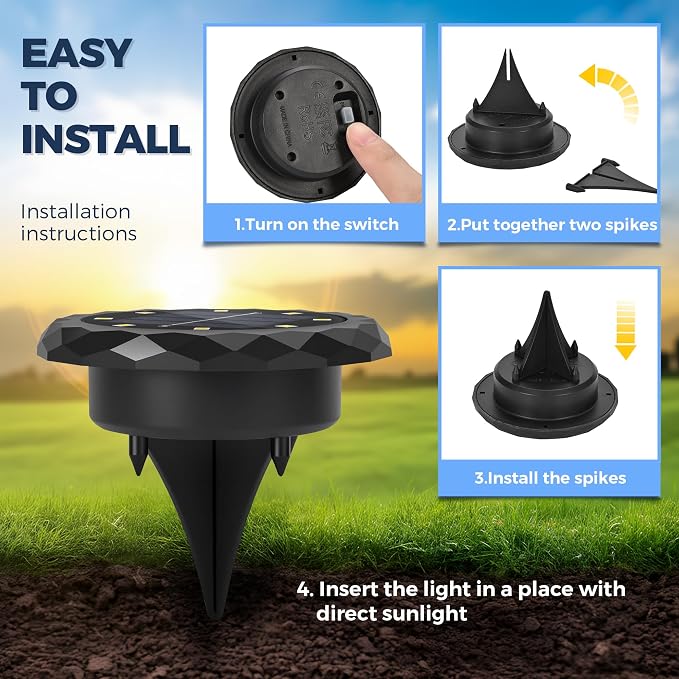 SOLPEX Mini Solar Ground Lights, 20 Pack Pathway Solar Lights Outdoor Waterproof, Garden Lights for Driveway Walkway Yard Landscape (Cool White) - Image 6